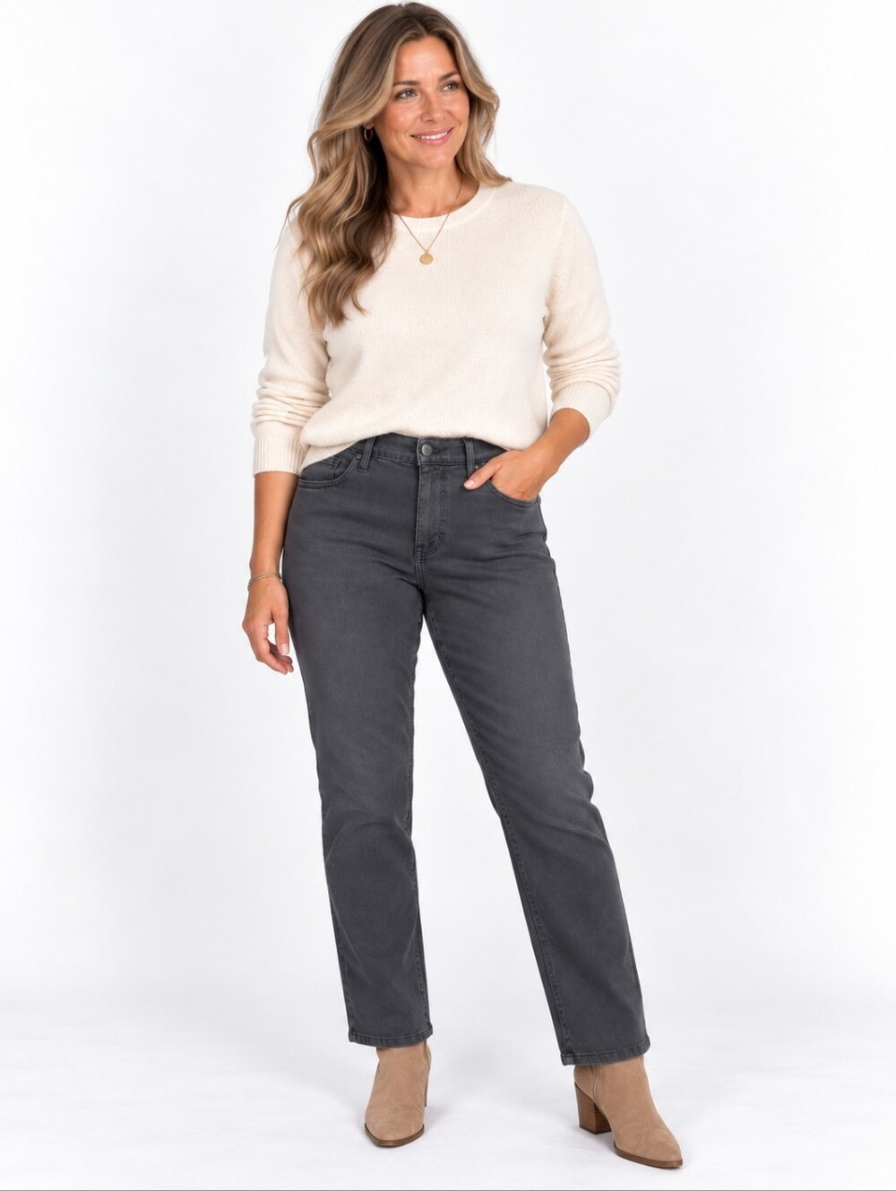 PAIGE Lennox Jeans Women's 34 Charcoal Gray Slim Straight Stretch Denim